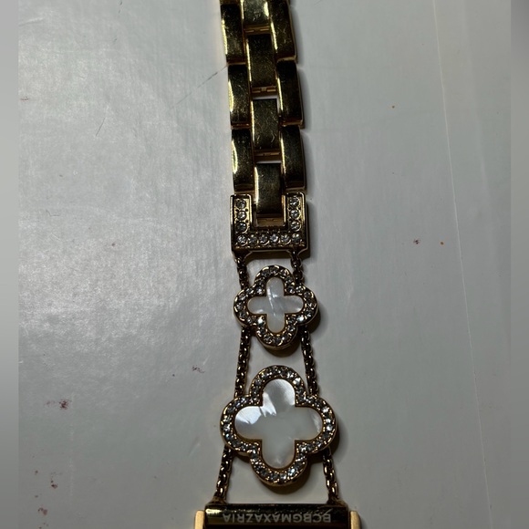 BCBGMaxAzria Gold and White Link Apple Watch Band - Picture 6 of 6